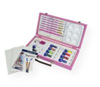 Royal & Langnickel PA-ACR3000 Pink Art Beginner Acrylic Painting Set; Let your children explore their inner artist; This acrylic paint set comes in a handy wooden box with handles to save storage space and provide portability; Bundled with essentials required for beginners; UPC 090672051240 (PAACR3000 ROYAL&LANGNICKEL-PA-ACR3000 PAINTING) 