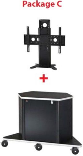 AVF Audio Visual Furniture International PACKAGE-C PL3070 Plasma/ LCD Cart with PM-S Single Plasma/LCD Mount, 14RU rackrail mounts (10-32 screws), Locking front and rear, Rear door for easy access to equipment stored inside, Premium 4 1/2 casters, front two are locking, Tinted acrylic front door, Vented perforated metal sides, Ships fully assembled (VFI PACKAGEC PACKAGE C)