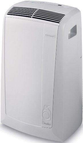 DeLonghi PAC N100E Pinguino Air-to-Air Portable Air Conditioner, 12000 BTU/h. Maximum cooling capacity, Romm size up to 350 ft2, Dehumidifies while conditioning (removes 49.6 pints/24hr of excess moisture), Dehumidifying only function (removes 76.08 pints/24hr of excess moisture), 0.26 gal/24h Dehumidifying capacity, UPC 044387731003 (PACN100E PAC N100E PACN-100E)