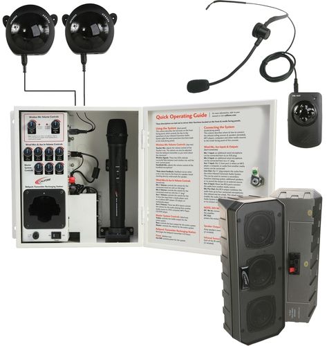 Califone PA-IRSYS Infrared Classroom Audio System with 2 Non-powered Array Speaker System, Two ceiling-mounted IR receivers (more than what other brands offer as standard equipment) deliver twice the reception with less signal drop out and allows increased wireless coverage for classrooms of up to 2,000 sq. ft., UPC 610356388112 (PAIRSYS PA IRSYS PAIR-SYS PAIR SYS)