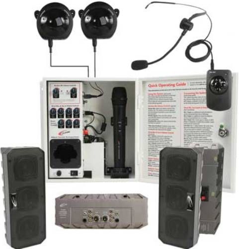 Califone PA-IRSYSB Infrared Classroom Audio System with 2 Non-powered and Two Powered Array Speaker System, Two ceiling-mounted IR receivers (more than what other brands offer as standard equipment) deliver twice the reception with less signal drop out and allows increased wireless coverage for classrooms of up to 2,000 sq. ft., UPC 610356389119 (PAIRSYSB PA IRSYSB PAIR-SYSB PAIR SYSB)
