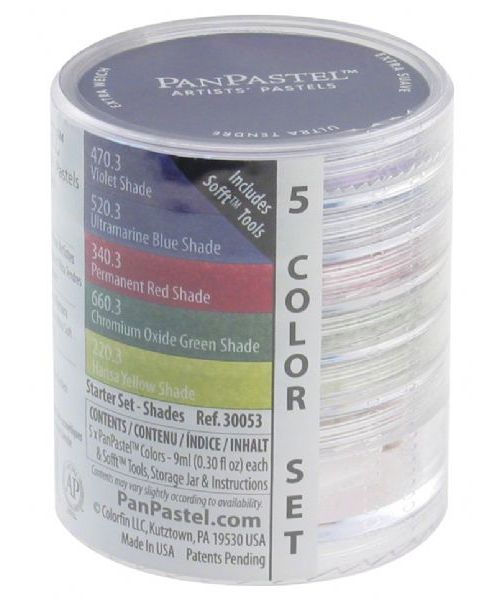 PanPastel PP30053 Ultra Soft Painting Pastels Shades, 5 Colors Set Set; Professional grade; Extremely fine lightfast pastel color in a cake form, which is applied to almost any surface; Dry colors are essentially dustless, go on smooth as if like fluid; Easily blended for an infinite range of colors and effects, and are erasable; Dimensions 2.44