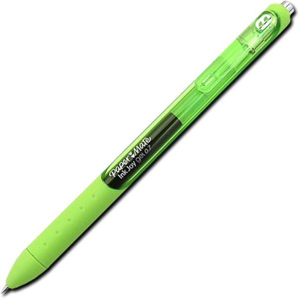 Paper Mate 1953050 InkJoy Gel Pen, Medium Point, 0.7mm, Lime Green; Spread joy (not smears) with Paper Mate InkJoy Gel Pens; Enjoy a smooth gel ink that dries faster for reduced smearing so you can focus on the fun of writing and forget about smudges; Each colorful gel pen is wrapped in a comfort grip and features bright, smooth gel ink; Color: Lime; Dimensions 0.58