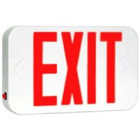 Patriot Lighting BLCE-EM-R-1-WH Thermoplastic Exit Sign, Battery Backed, Red, Single Face; Super bright, long-life LEDs; Snap-on canopy for easy installation; Energy-efficient super bright LED light source is paired with a color-matched diffuser providing exceptional brightness and legend uniformity; 120/277 VAC field-selectable inputs; Dimensions: 12.7" x 8.2" x 1.8"; Weight: 5 Pounds; UPC (PATRIOTBLCEEMR1WH PATRIOT LIGHTING BLCE-EM-R-1-WH RED SINGLE FACE) 