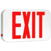 Patriot Lighting BLCE-EM-R-U-WH Thermoplastic Exit Sign, Battery Backed, Red, Double Face; Super bright, long-life LEDs; Snap-on canopy for easy installation; Energy-efficient super bright LED light source is paired with a color-matched diffuser providing exceptional brightness and legend uniformity; 120/277 VAC field-selectable inputs; Dimensions: 12.7" x 8.2" x 1.8"; Weight: 5 Pounds; UPC (PATRIOTBLCEEMRUWH PATRIOT LIGHTING BLCE-EM-R-U-WH RED DOUBLE FACE) 