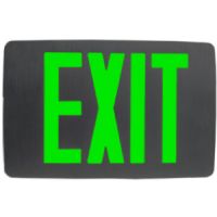 Patriot Lighting SOFE-EM-G-1-BK Slim Die Cast Aluminum Exit Sign, Battery Backup, Green Letters, Single Face, Black Housing; Super thin profile 0.87" depth; Specification grade die-cast aluminum housing; Easy to install universal knockout and snap in faceplate; Suitable for ceiling or wall mounting; Field selectable chevrons (PATRIOTSOFEEMG1BK PATRIOT SOFE-EM-G-1-BK SLIM ALUMINUM BACKUP SINGLE LIGHT) 