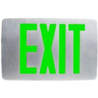 Patriot Lighting SOFE-EM-G-2-BA Slim Die Cast Aluminum Exit Sign, Battery Backup, Green Letters, Double Face, Aluminum Housing; Super thin profile 0.87" depth; Specification grade die-cast aluminum housing; Easy to install universal knockout and snap in faceplate; Suitable for ceiling or wall mounting; Field selectable chevrons (PATRIOTSOFEEMG2BA PATRIOT SOFE-EM-G-2-BK SLIM ALUMINUM BACKUP DOUBLE LIGHT) 