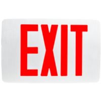 Patriot Lighting SOFE-EM-R-1-WH Slim Die Cast Aluminum Exit Sign, Battery Backup, Red Letters, Single Face, White Housing; Super thin profile 0.87" depth; Specification grade die-cast aluminum housing; Easy to install universal knockout and snap in faceplate; Suitable for ceiling or wall mounting; Field selectable chevrons(PATRIOTSOFEEMR1WH PATRIOT SOFE-EM-R-1-WH SLIM ALUMINUM BACKUP SINGLE LIGHT) 