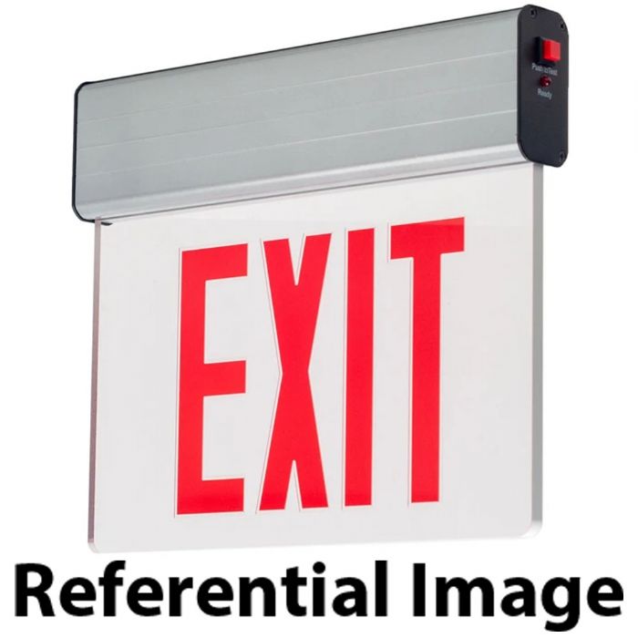 Patriot Lighting SPRE-EM-R8-1C-EM-BK New York City Approved Edge Lit Exit Sign, Battery Backup, Red 8