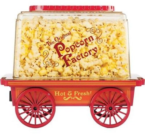 Brentwood PC-481 Vintage Wagon Popcorn Maker, 6500W, Vintage wagon design, Pops using hot air, Red Color, Box Dimensions: 13.3