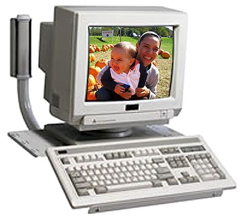 Peerless PC25G Computer Monitor mount, Gray, Double pivot points at tray and wall arm, Retractable keyboard tray, Single stud wall plate and curved wall arm, Safety belt, Includes fasteners, 29.8 x 16.75 x 2.5