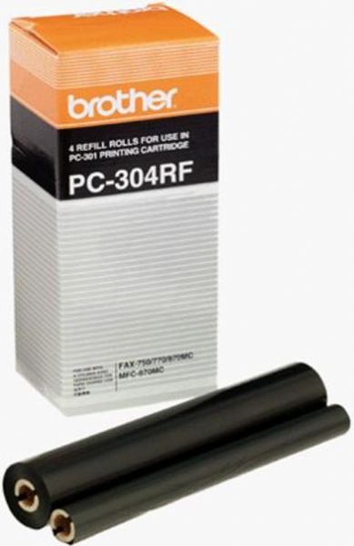 Brother PC304RF Print ribbon, Laser Print Technology, Black Print Color, 250 Page Per Roll Duty Cycle, 2 x Refill Roll Pack, Genuine Brand New Original Brother OEM Brand, For use with Brother Intellifax 750, 770, 775, 870, 885MC and MFC970MC (PC304RF PC-304RF PC 304RF)