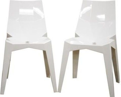 Wholesale Interiors PC-489-WHITE Spiccato Angular White Acrylic Accent Chair, 16.5