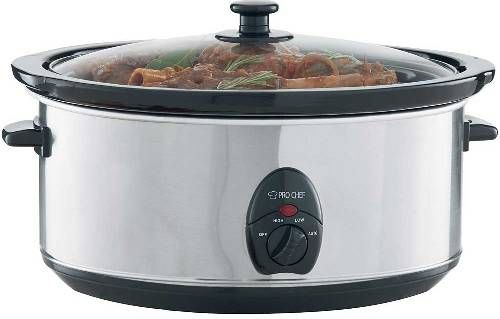 Pro Chef PC710 Oval Slow Cooker, Stainless Steel; 7-Quart capacity with tempered glass lid allows you to see how your meal's progressing; 3 heat settings: high, low & auto (keep warm); Dishwasher safe ceramic pot & lid; Cook & Serve removable ceramic pot; Ideal for cooking soups & casseroles; 120 Vac 60 Hz, 110v; Dimensions 16.8 x 13.2 x 9 inches (PC-710 PC 710)