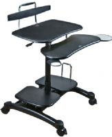 Aidata PCC004P PopDesk Sit/Stand Mobile Computer Desk, ABS Plastic Black, Compact units store your entire computer in minimal space, Easy height adjustments for sitting or standing use, Gas spring lift pole adjusts from 80.5cm/31.7” up to 105cm/41.3”, Large high-impact plastic monitor shelf (60 x 38.5cm) fits up to 27” monitor, EAN 4711234760788 (PCC-004P PCC 004P PCC004) 