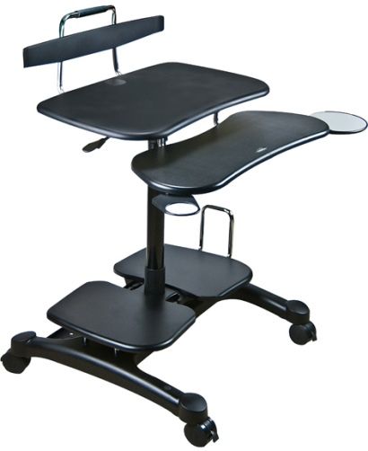 Aidata PCC004P PopDesk Sit/Stand Mobile Computer Desk, ABS Plastic Black, Compact units store your entire computer in minimal space, Easy height adjustments for sitting or standing use, Gas spring lift pole adjusts from 80.5cm/31.7 up to 105cm/41.3, Large high-impact plastic monitor shelf (60 x 38.5cm) fits up to 27 monitor, EAN 4711234760788 (PCC-004P PCC 004P PCC004)