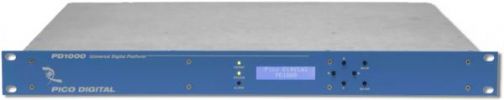 Pico Digital PD1000 High-Definition Dense Encoder Modulation System;  Platform-based encoder with up to four field upgradeable dual channel encoder modules Upgradeable software for new future-proof features; Supports 480i to 1080p real-time encoding and up to 8 HD video channels in MPEG-2 or H.264 formats, all in 1RU; UPC 068888891769 (PICODIGITALPD1000 PICO DIGITAL PD1000 PD 1000 PICO-DIGITAL-PD1000 PD-1000)  