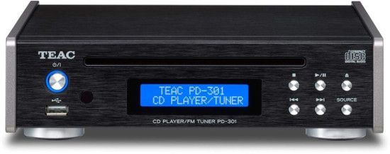  TEAC PD301B CD Player With FM Tuner USB; Black; Slot loading CD drive (CD-DA, CD-ROM/R/RW); Automatic playback (on/off switchable); Playback of WAV, AAC, MP3 and WMA files from CDs and USB flash drives; Program playback (CD DA only); Random and repeat playback (CD DA only); UPC 043774031825 (PD301B PD301-B PD301BTEAC PD301B-TEAC PD301B-CDPLAYER PD301BCDPLAYER) 