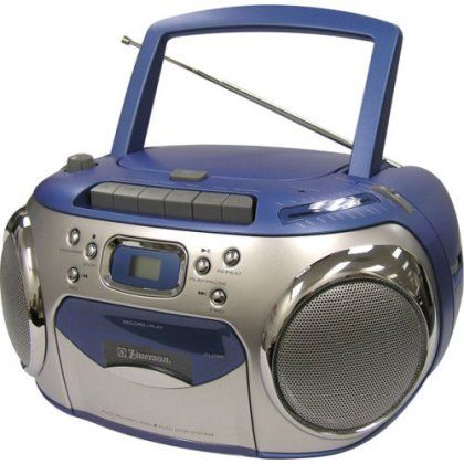 Emerson PD6548BL Portable CD Player with FM Radio, Top-loading CD player with 20-track memory, AM/FM stereo radio, Stereo cassette recorder/player with 6 puchbutton function controls, Records directly from CD player or radio, 1 track/all tracks/program repeat playback, Play/pause, repeat and program LCD indicators, 2-digit LCD display (PD-6548BL PD 6548BL)