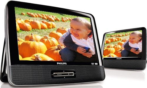 Philips PD9012M/37 LCD Dual Screen Portable DVD Player, External Form Factor, LCD monitor, DVD player with LCD monitor Kit Content, Two LCD displays, DVD player Functions, 7