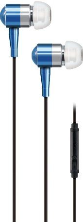 AT&T PEBM02-BLU Stereo In-Ear Earbuds with Microphone, Blue; Speaker impedance 32 ohms; Frequency 20hz-20kHz; 10mm driver; Soft silicone ear buds provide superior comfort with a noise reducing fit; Microphone makes it easy to listen to music or switch to a phone call with the push of a button (PEBM02BLU PEBM02 BLU PEB-M02-BLU PEBM-02-BLU) 