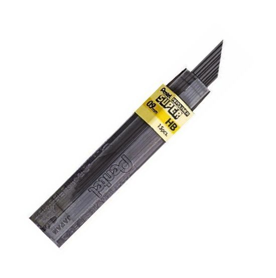 Pentel 50-9-H/BX Super Lead .9mm H, 12  Leads Tubes Pack; For paper surfaces, formulated with polymer resin bonded to carbon and graphite particles that never need sharpening; These leads break less, last longer, write smoother, and produce dense black lines that resist smearing and fading; Dimensions 3.00