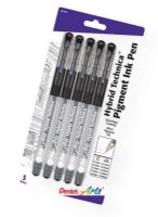 Pentel KN10BP5A Hybrid Technica Pigmented Archival Roller System Pens 5-Piece Set; Tungsten carbide roller tip guarantees a smooth, consistent line from the first drop of ink to the last; Pigmented ink is light-fast, bleed-proof, waterproof, and fade-resistant; Acid-free and archival safe ink is perfect for sketching, drawing, manga illustrations, and much more; Black ink; UPC 072512254042 (PENTELKN10BP5A PENTEL-KN10BP5A HYBRID-TECHNICA-KN10BP5A ARTWORK) 