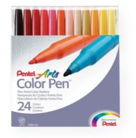 Pentel S360-24 Color Pen Marker 24-Color Set; Non-toxic, vibrant, water-based ink will not bleed through paper; Fine lines are perfect for small spaces and detail work; Durable bullet point, fiber tip pens are in a handy, reclosable carrying case for easy travel; Leak-proof, airtight cap prevents dry out; UPC 072512101360 (PENTELS36024 PENTEL-S36024 COLOR-PEN-S360-24 PENTEL-S360-24 S36024 DRAWING SKETCHING) 