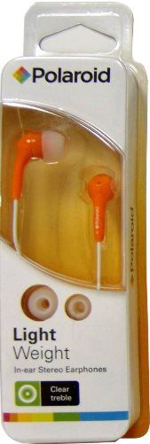 Polaroid PEP14ORG In-ear Stereo Earphones, Orange, Compact design and ideal for traveling, Includes various ear cushion sizes for a precise and comfortable fit, Lightweight for extended use and minimal fatigue, Excellent for use with iPods and other portable music players, Delivers clear and precise treble, 3.5mm (1/8