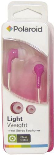 Polaroid PEP14PNK In-ear Stereo Earphones, Pink, Compact design and ideal for traveling, Includes various ear cushion sizes for a precise and comfortable fit, Lightweight for extended use and minimal fatigue, Excellent for use with iPods and other portable music players, Delivers clear and precise treble, 3.5mm (1/8