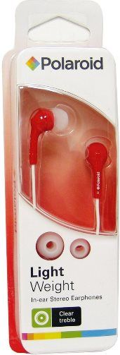 Polaroid PEP14RED In-ear Stereo Earphones, Red, Compact design and ideal for traveling, Includes various ear cushion sizes for a precise and comfortable fit, Lightweight for extended use and minimal fatigue, Excellent for use with iPods and other portable music players, Delivers clear and precise treble, 3.5mm (1/8