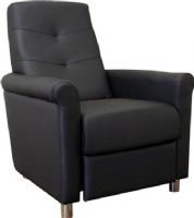 Wholesale Interiors PER-012M-BLACK-RECLINER Cobden Black Modern Recliner with Steel Legs, Contemporary recliner, Black faux leather, Steel legs, Wood frame, Polyurethane foam cushioning, Steel reclining mechanism, Manual recliner lean back to activate, UPC 847321000995 (PER012MBLACKRECLINER PER-012M-BLACK-RECLINER PER 012M BLACK RECLINER) 
