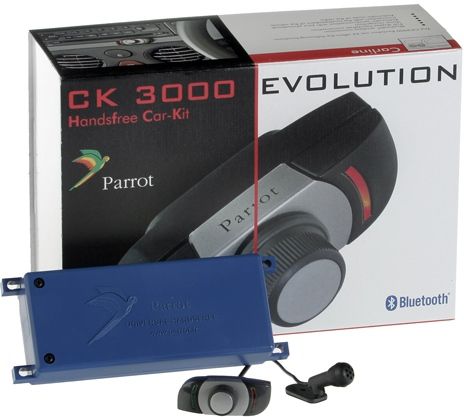 Parrot PF180035AC Model CK3000 Evolution Bluetooth Hands-free Car Kit, Unidirectional microphone, Noise reduction, Echo cancellation, Voice recognition up to 150 names, Uses the vehicle's speakers, Pairing up to 3 phones, EAN 3520410000713 (PF-180035AC PF 180035AC PF180035A PF180035 CK-3000 CK 3000)