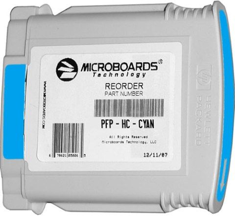 Microboards PFP-HC-CYAN Ink Cartridge, Print cartridge Consumable Type, Ink-jet Printing Technology, Cyan Color, Approximately 1,500 Prints Duty Cycle, For use with Microboards MX1/MX2/PF-PRO Printer Series, New Genuine Original OEM Microboards (PFP HC CYAN PFPHCCYAN PFPHC PFP-HC PFP HC)