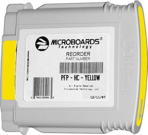Microboards PFP-HC-YELLOW Ink Cartridge, Print cartridge Consumable Type, Ink-jet Printing Technology, Yellow Color, Approximately 1,500 Prints Duty Cycle, For use with Microboards MX1/MX2/PF-PRO Printer Series, New Genuine Original OEM Microboards (PFPHCYELLOW PFP HC YELLOW PFPHC PFP HC PFP-HC)