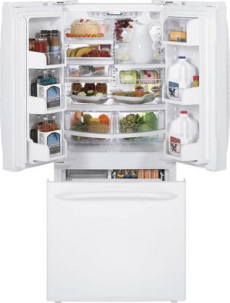 GE General Electric PFSF0MFZWW Profile series French Door Refrigerator, 19.5 cu. ft. Total Capacity, 13.5 cu. ft. resh Food Capacity, 6.1 cu. ft. Freezer Capacity, 2 Adjustable Humidity, 1 Adjustable Temperature Snack Drawer, 4 Split Adjustable Shelves, 1 QuickSpace Shelf , 2 Slide-Out, 3 Spill Proof, 4 Total - Glass Fresh Food Cabinet Shelves, 5 Total Fresh Food Door Bins, White Color (PFSF0MFZ PFSF-0MFZ PFSF 0MFZ PFSF0MFZ-WW PFSF0MFZ WW PFSF0MFZWW)