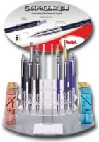 Pentel PG800-60D GraphGear 800, Mechanical Drafting Pencil Display Assortment; Premium mechanical pencil features a metal grip inlaid with soft, latex-free pads; Barrel weight is perfectly balanced for more control when writing; Metal clip withstands repeated use; Cap conceals and protects eraser; UPC 072512255537 (PENTELPG80060D PENTEL PG80060D PG800 60D PENTEL-PG80060D PG800-60D) 