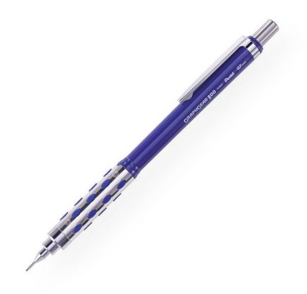 Pentel PG807C GraphGear 800 0.7 mm Blue Mechanical Drafting Pencil; Premium mechanical pencil features a metal grip inlaid with soft, latex-free pads; Barrel weight is perfectly balanced for more control when writing; Metal clip withstands repeated use; Cap conceals and protects eraser; 0.7 mm, blue; Shipping Weight 0.03 lb; Shipping Dimensions 0.5 x 0.5 x 5.62 in; UPC 884851016539 (PENTELPG807C PENTEL-PG807C GRAPHGEAR-800-PG807C ARCHITECTURE DRAFTING OFFICE)
