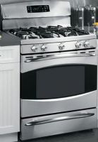GE General Electric PGB910SEMSS Gas Range with 5 Sealed Burners, 30" Size, 5.0 cu. ft. Upper Oven Capacity, Self-Clean Oven Cleaning, Sealed Cooktop Burners, 270 degree of turn Valves, QuickSet V QuickSet Oven Controls, Stainless Steel One-Piece Upswept Cooktop, Heavy-Cast Removable Grates, Dishwasher-Safe Continuous Grates, Electronic Ignition System, 2 Oven Racks, Stainless Steel Finish (PGB910SEMSS PGB910SEM-SS PGB910SEM SS PGB910SEM PGB 910SEM PGB-910SEM) 