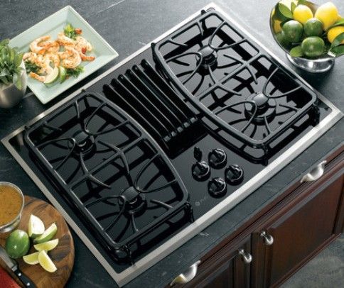 GE General Electric PGP989SNSS Gas Downdraft Cooktop with 400 CFM, 30