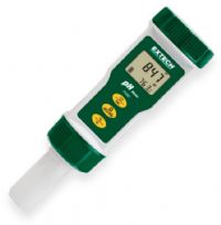 Extech PH90 Waterproof pH Meter; Rugged replaceable flat surface pH electrode for quick on the spot pH measurements; Simultaneous display of pH and Temperature; 2 or 3 point calibration automatically recognizes buffer solutions (order pH buffers separately); PTS (percent of slope) tells you when its time to replace your electrode (below 70 percent or above 130 percent); UPC 793950150900 (PH90 PH-90 METER-PH90 EXTECHPH90 EXTECH-PH90 EXTECH-PH-90) 