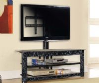 InnovEx PHNX62-BM-AM100G29 Phoenix 62" TV Stand with Mount, Black Marble; UV coated finish on steel body; Superior strength steel frame; 8mm tempered glass holds up to a 70" Flat screen TV; Tempered heavy-duty glass and top shelf alone can hold up to 145 pounds; Three tiered glass shelves makes housing all the AV and gaming equipment you own easy; UPC 811910019149 (PHNX62BMAM100G29 PHNX62BM-AM100G29 PHNX62-BMAM100G29) 