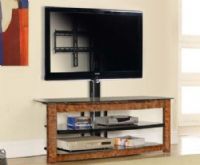 InnovEx PHNX52-BW-AM100G29 Phoenix 52" TV Stand with Mount, Burl Wood; UV coated finish on steel body; Superior strength steel frame; 8mm tempered glass holds up to 60" TV; Tempered heavy-duty glass and top shelf alone can hold up to 135 pounds; Three tiered glass shelves makes housing all the AV and gaming equipment you own easy; UPC 811910019033 (PHNX52BWAM100G29 PHNX52BW-AM100G29 PHNX52-BWAM100G29) 