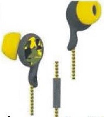 Polaroid PHP737-YL Camo Earbuds, Yellow; In-Line microphone for hands-free calling; 3.5mm jack connects to most music phones; Fabric-cover cord resists tangle; Ergonomic design for secure, comfortable fit; Noise-blocking rubber ear tips; Rich and high-definition stereo sound (PHP737YL PHP737 PHP-737-YL) 