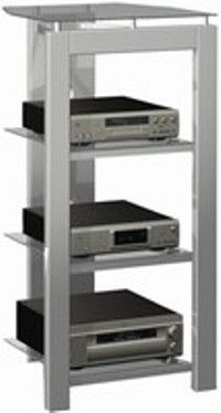 Tech Craft PHR48 Silver Audio Video Rack, Tempered  Glass Shelves, Easy access to wire management, Matches PTV48 and PTV58 TV Stands (PHR-48 PHR 48 PH-R48 PH R48) 