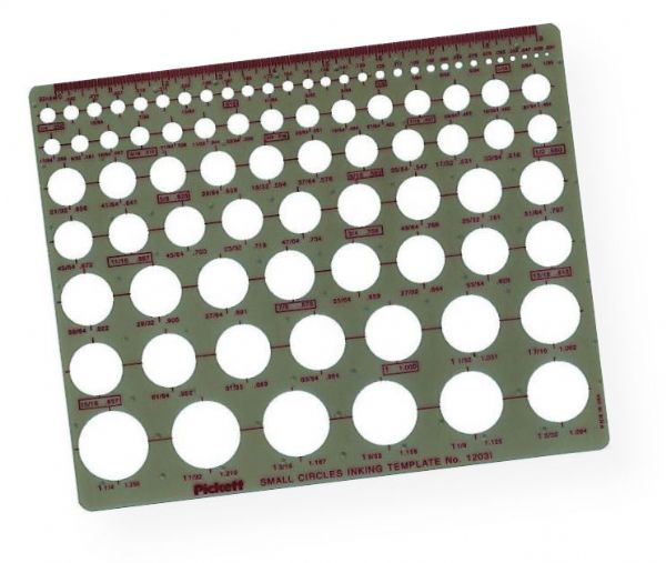 Pickett 1203I Small Circles Template; Contains 85 circles; Size range from 1/32