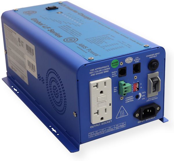 AIMS Power PICOGLF6W12V120VETL Pure Sine Inverter Charger, 600 Watt, 12V ETL Listed to UL 458; 600 watt low frequency inverter, ETL listed to UL 458 standards; 1800 watt surge for 20 seconds 300 percent surge capability; AC Input Cable; GFCI outlet; Conformal coated for marine applications (PICOGLF-6W12V120VETL PICOGLF6W-12V120VETL PICOGLF/6W12V120VETL PICOGLF6W/12V120VETL PICOGLF-600W AIMS-600W)