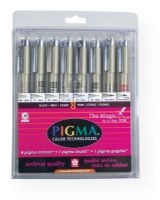 Pigma 30067 Micron Fine Line Black Pen 8-Piece Set; True color reproduction; Outstanding acid-free ink is archival quality, waterproof, waterbased, has no odor, will not smear nor feather when dry and will not bleed through most papers; Use for graphic art, sketching, pen and ink illustrations, awards, freehand art, calligraphy, as well as general letter writing and legal documents; AP non-toxic; UPC 053482300670 (PIGMA30067 PIGMA-30067 MICRON-30067 SKETCHIING DRAWING) 