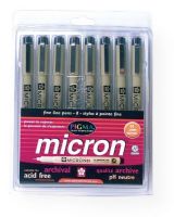 Pigma 30068 Micron Fine Line Design Pen 8-Color Pack .25mm; True color reproduction; Outstanding acid-free ink is archival quality, waterproof, waterbased, has no odor, will not smear nor feather when dry and will not bleed through most papers; Use for graphic art, sketching, pen and ink illustrations, awards, freehand art, calligraphy, as well as general letter writing and legal documents; AP non-toxic; UPC 053482300687 (PIGMA30068 PIGMA-30068 MICRON-30068 SKETCHING GRAPHIC ART) 