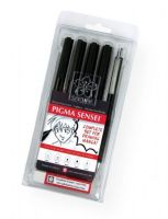 Pigma 50200 Sensei Manga Black Inking Pen 6-Pack; Designed specifically for Manga and comic artists; Set contains: .3mm, .4mm, .6mm, 1mm, .7mm pencil, eraser; Contents subject to change; Shipping Weight 0.07 lb; Shipping Dimensions 7.5 x 3.5 x 1.25 in; UPC 053482502005 (PIGMA50200 PIGMA-50200 SENSEI-50200 ARTWORK PEN) 